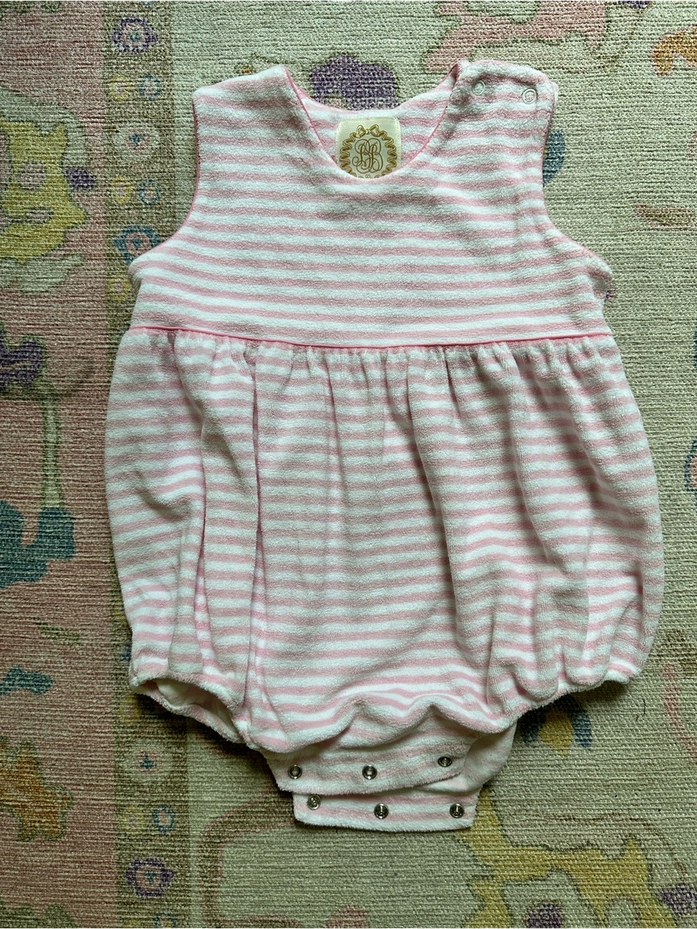 The Beaufort Bonnet Company Pink and White Striped Terry Bubble